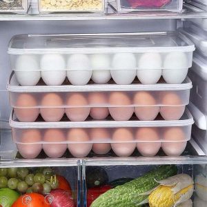 Bo&icirc;te &agrave; &oelig;ufs en Plastique Cuisine Grand Bo&icirc;te Rangement d'oeufs Grille Porte Oeufs en R&eacute;frig&eacute;rateur avec Couvercle pour 34 &oelig;ufs - ZVD