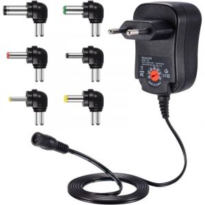 12W Adaptateur Secteur Universel AC &agrave; DC 3V 4.5V 5V 6V 7.5V 9V 12V 1A Transformateur d'alimentation &agrave; D&eacute;coupage avec Connecteurs 90 Degr&eacute;s DC pour