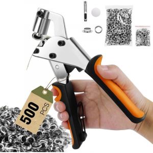 Jeu de pinces à œillets avec 500 œillets en acier inoxydable - Ø 10mm, presse à œillets magnétique en acier trempé I poinçon à œillets pour tissus,