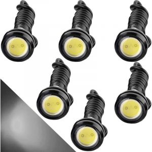 haute puissance 18mm 9W Eagle Eye LED lumi&egrave;re, voiture moto DRL feux diurnes antibrouillard feu de recul feu de gabarit 12V &eacute;tanche (blanc ， 6PCS)