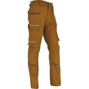 Pantalon chantier SAHARA Taille 48, poches multiples, genouill&egrave;res incluses, bronze