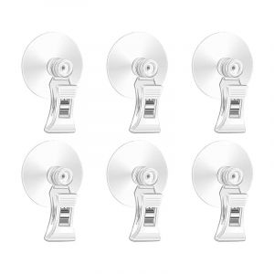 Lntyq - 6 Pièces Transparent Clip Ventouse,Clip Transparent Crochet à Ventouse,Ventouses Avec Pince,Crochet Ventouse Avec Clip,Ventouse Crochet