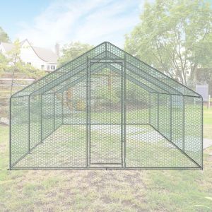 Enclos poulailler grillagé avec porte latérale et toit dôme 24 m² 3x8x2m
