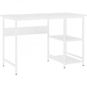Bureau table poste de travail meuble d'ordinateur informatique étude d'ordinateur 105 x 55 x 72 cm mdf et métal blanc