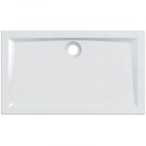 Receveur de douche rectangulaire 120x70x6 cm en gr&egrave;s c&eacute;rame blanc brillant - Geberit - Avec Drain