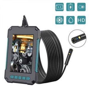 Endoscope Industriel, Cam&eacute;ra d'inspection Endoscope &agrave; Deux T&ecirc;tes, Endoscope Num&eacute;rique &agrave; Double Objectif 1080P HD, &Eacute;cran LCD 4,3 Pouces, &eacute;tanche IP67,