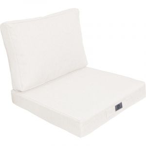 Coussins pour fauteuil effet lin déhoussable 60x60cm blanc cassé