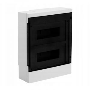 Coffret de distribution modulaire en saillie COMFORT pour 2x12 ssy, façade en plexiglas transparent, droit