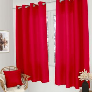 Rideau &agrave; &OElig;illets Uni "Basic" 140x180cm Rouge