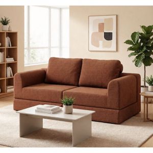 Canap&eacute; 2 Places - Convertible en Mousse &agrave; M&eacute;moire de Forme, Mousse &agrave; M&eacute;moire, Id&eacute;al Petit Espace et Chambre, Rouille