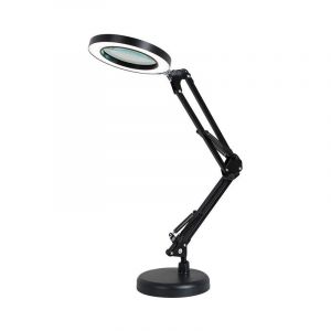 Loupe Loupe, Lampe de Table Lumineuse de Bureau, Grossissement 8X 10 Niveaux de Luminosité Réglable, avec 64 LED, Noir