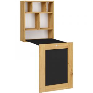 Bim Furniture - meuble étagère bureau pliant chêne noir mat 90 x 60 x 145 cm inclinable