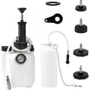 Kit de purge de freins manuel 3L pour voiture, comprenant un purgeur de freins avec flacon de purge de 1L et 4 adaptateurs pour ma&icirc;tre-cylindre.