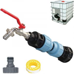 Kcvv - Kit de Raccordement IBC,Robinet D'arrêt S60 x 6,Adaptateur ibc 3/4' pour Robinet de Jardin, Cuve Récupération d'eau de Pluie 1000 litres avec