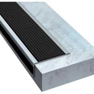 (5 x 2,5 cm, noir et gris) Profil&eacute; de nez de marche autocollant 2 m, coins de marche, coins antid&eacute;rapants, escaliers en vinyle, bords de marche en