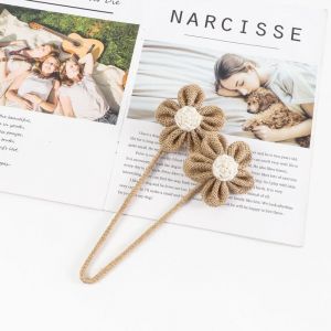 Cyslmuk - 1 ensemble de liens de rideaux en corde faits &agrave; la main pour fleurs d&eacute;coratives de bureau &agrave; domicile, torsadez 2 c&oelig;urs blancs caf&eacute;