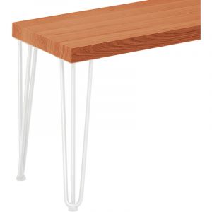 Lamo Manufaktur - Banc d'entrée 30x100x47 cm (l x l x h), pied en métal modèle Simple Blanc / assise en bois couleur foncé, LSB-01-A-004-100-9016S
