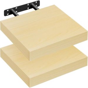 Woltu - Lot de 2 Étagère Murale 25x22.9x3.8cm, Étagère Flottante de cd, Jaune Chêne