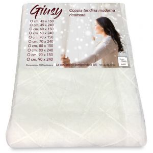 Giusy White curtain - paire de rideaux modernes en verre semi-transparent &agrave; effet boucl&eacute; en polyester PAIRE (2 CHIFFONS) CM. 80 X 150 MILLIM&Egrave;TRE