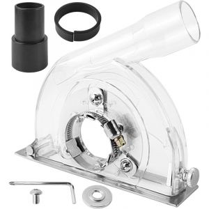 Carter Aspiration Meuleuse 125 mm/100 mm/150 mm avec Cl&eacute; Hexagonale et Rondelles, Capot de Meuleuse D'angle avec Fentes de Guidage pour Disques &agrave;