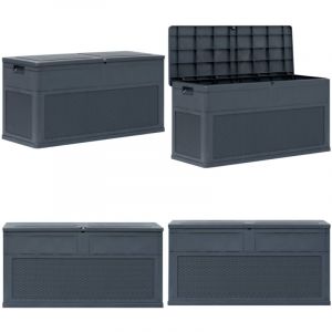 Boîte de rangement de jardin 320 l Anthracite - Boîte De Rangement Jardin - Coffre De Jardin - Rangement Exterieur - Rangement Patio - Coffre Étanche