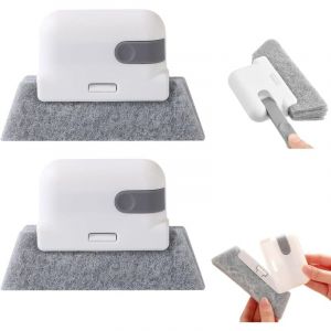 Ensemble de 2 brosses de nettoyage pour rails de fen&ecirc;tre &ndash; Brosse utilisable d'une seule main, adapt&eacute;e aux portes coulissantes, aux appuis de