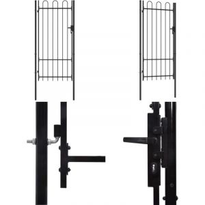 Vidaxl - Portillon simple porte avec dessus arqué Acier 1x2 m Noir - Portail De Jardin - Portillon - Clôture - Barriere De Jardin - Portail En Acier