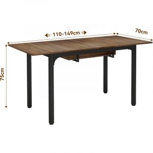 Puluomis - Table de Salle à Manger Extensible, 110-149x70x75cm, Table extensible,Carrée, Pour Cuisine, Salon - Marron