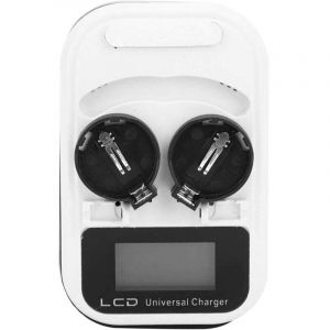 Chargeur de Batterie au Lithium Bouton Rechargeable 1 pi&egrave;ces &eacute;cran LCD Maximum 300MA Chargeur &agrave; Double Fente pour LIR2016 LIR2025 LIR2032 100-240V