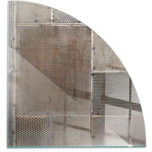 Plaque en verre tremp&eacute; sous chemin&eacute;e et po&ecirc;le protection sol parquet Motif de t&ocirc;le perfor&eacute;e 1/4 100x100 cm