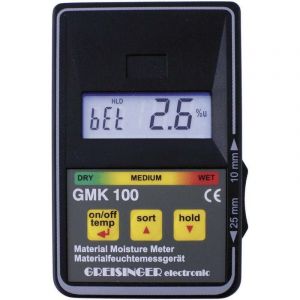 Humidimètre pour matériaux Greisinger gmk 100 Plage de mesure de l'humidité de construction 0 à 8 % vol Plage de mesure de l'humidité du bois 0 Q52747