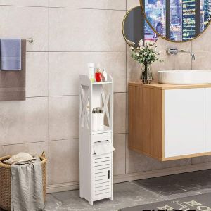 Wyctin - Hofuton Armoire de chambre à coucher, meuble étroit, meuble de salle de bain et wc en bois blanc, étagère pour salon, cuisine, couloir, 80 ×