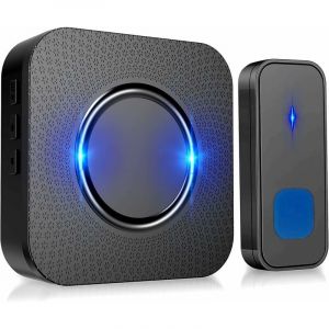 Sonnettes sans Fil, 55 M&eacute;lodies 5-Niveaux Volum et, IP55 &Eacute;tanche Carillon sans Fil, Kit de Carillon avec 300 M&egrave;tres , LED Flash, 1 R&eacute;cepteur