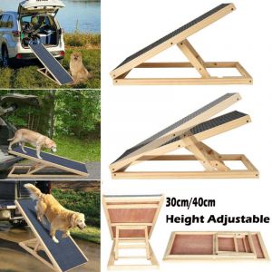 Dayplus - Rampe pour chien/chat réglable en hauteur 2 marches rampe pour chien escalier en bois pliable