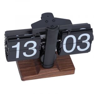 Eosnow Horloge rabattable r&eacute;tro, Style minimaliste &eacute;l&eacute;gant, petite Balance 24H, rotation automatique des pages, &eacute;tag&egrave;re m&eacute;canique noire