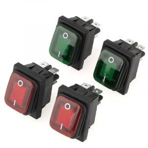 Taidda Interrupteur de Position &agrave; 4 Broches 2, Interrupteur &agrave; Bascule Rouge/L&eacute;ger Rouge &agrave; Poussi&egrave;re 4 PC/SET 220V d'&eacute;clairage illumin&eacute; pour le Bateau