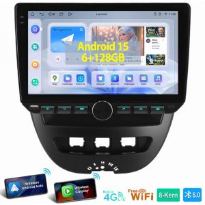Pour Peugeot 107 Citroen C1 Toyota Aygo 8 c&oelig;urs 6+128G Android 15 Carplay Autoradio GPS 6+128G