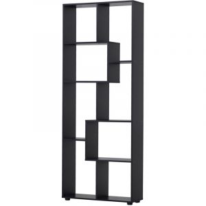 Bibliothèque étagère Zig zag Design Contemporain 70L x 24l x 178H cm Panneaux Particules noir