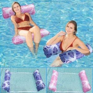 2 Pi&egrave;ces Hamac Piscine Gonflable, 4 en 1 Transat Piscine avec Filet, Matelas Piscine Gonflable Bouee Piscine Adulte Accessoire Piscine Hamac &agrave; Eau