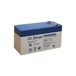 Batterie rechargeable Plomb/VRLA 12V/1.3Ah Ultracell Gamme ul, sortie pour cosses faston 4,8mm