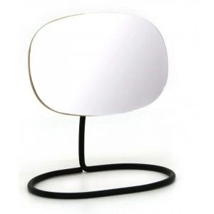 Meubletmoi - Miroir &agrave; poser pivotant et d&eacute;tachable en bois et m&eacute;tal noir - zoom