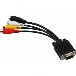 Convertisseur d'adaptateur TV SVGA vers S-vid&eacute;o 3 RCA AV Haute Performance, convertisseur d'adaptateur d'entr&eacute;e VGA Sub-D Standard pour Ordinateur