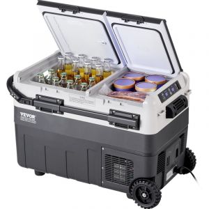 Refrigerateur de voiture portable VEVOR, refrigerateur de voiture 12 volts, congelateur portable a double zone 40 L / 42,3 qt, temperature reglable