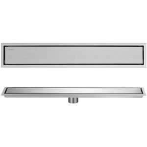 Bonde de douche à l'italienne en acier inoxydable avec siphon de sol réglable à 360° pour salle de bain rectangulaire - 80 cm