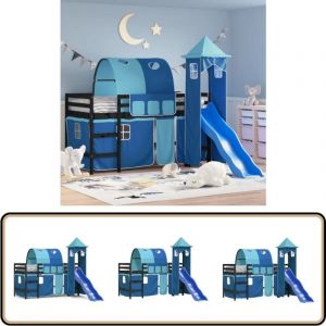 Vidaxl - Lit mezzanine enfants avec tour sans matelas bleu 80x200 cm - Lit Mezzanine Enfant - Lit Cabane - Lit Évolutif - Mobilier Enfant