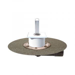 Siphon de sol DN50/75 avec siphon, feuille de bitume soud&eacute;e, plaque en acier inoxydable 100x100mm, tuyau de trop-plein en plexig