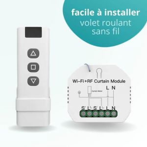Kit de commande sans fil connect&eacute; de volet roulant - avec t&eacute;l&eacute;commande