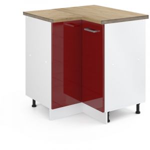 Vicco - Meuble d'angle R-Line, Rouge bordeaux Haute brillance, 75.6 cm, pt Ch&ecirc;ne