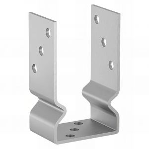 Fixtout - Embase pied de poteau en u avec support zinguée à visser - 91 x 150 x 60 x 4,0 mm