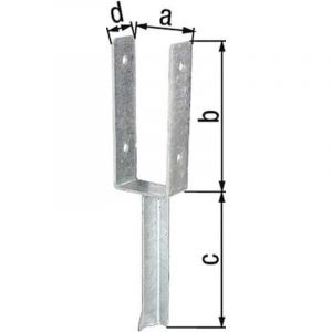Alberts Support de poteau en u ETA-10/0210 91x200x200x50mm tzn avec ancrage pour béton et fer en t - 216771 - GAH